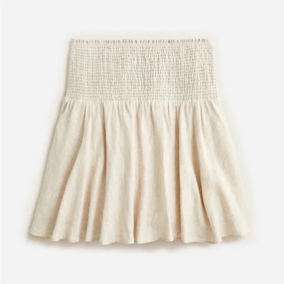 J. CREW 100% Linen Lined Mini Skirt Wide Elastic Smocked Waist Beachy Preppy XXL - Picture 10 of 12